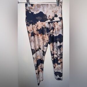 Onzie Flower Print Leggings - Black, Cream, and Tan